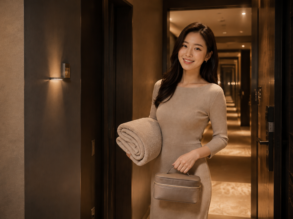 서울 동대문구 방문 홈케어 일정을 준비하는 젊은 성인 한국 여성 관리사